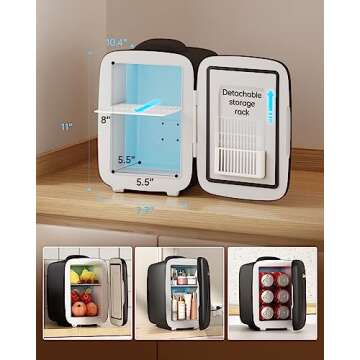BEICHEN Mini Fridge [Upgrade], Small Fridge Rapid Cooling 4 Liter/6 Cans Skincare Fridge, Cooler and Warmer Refrigerators for Bedroom, Cosmetics, Office and Car (Black)