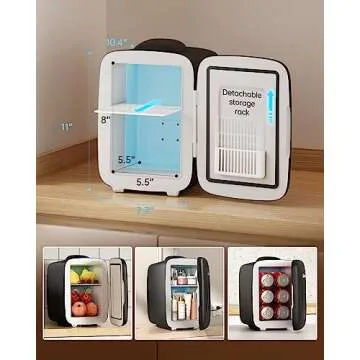 BEICHEN Mini Fridge [Upgrade], Small Fridge Rapid Cooling 4 Liter/6 Cans Skincare Fridge, Cooler and Warmer Refrigerators for Bedroom, Cosmetics, Office and Car (Black)