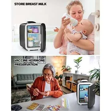 BEICHEN Mini Fridge [Upgrade], Small Fridge Rapid Cooling 4 Liter/6 Cans Skincare Fridge, Cooler and Warmer Refrigerators for Bedroom, Cosmetics, Office and Car (Black)