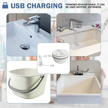 GUSSLM Portable Washing Machine, Mini Washing Machine, Portable Washing Machine for Sink, Turbine Washing Machine with USB, Suitable for Home, Business, Travel, College Room, RVApartment, White