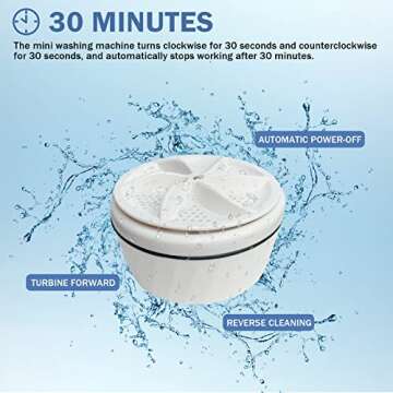 GUSSLM Portable Washing Machine, Mini Washing Machine, Portable Washing Machine for Sink, Turbine Washing Machine with USB, Suitable for Home, Business, Travel, College Room, RVApartment, White