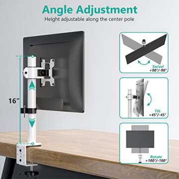 WALI Adjustable Monitor Mount for Screens up to 32"