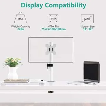 WALI Adjustable Monitor Mount for Screens up to 32"