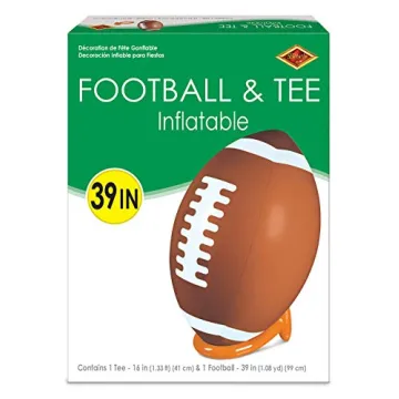 Beistle 3 FT 2 in Large Inflatable Football and Tee Set for Game Day Party Decorations, Sports Theme Photo Props
