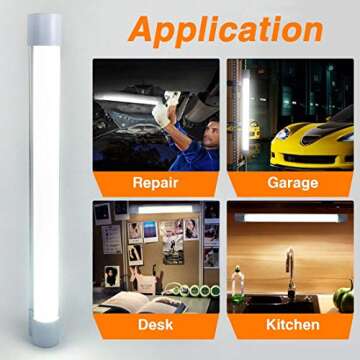 LETOUR LED Tube Magnetic Light Work Lights 6000Lumens 10400mAh 5 Lighting Options Camping Lantern USB Rechargeable Portable Battery Powered Lights with 2 Magnets Endurance for 80 Hours