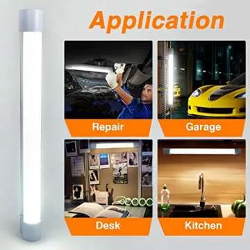 LETOUR LED Tube Magnetic Light Work Lights 6000Lumens 10400mAh 5 Lighting Options Camping Lantern USB Rechargeable Portable Battery Powered Lights with 2 Magnets Endurance for 80 Hours