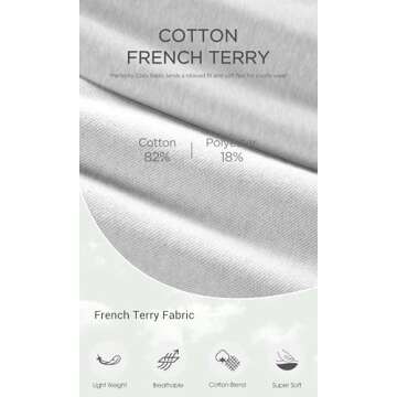 ODODOS Women's Sweat Shorts Cotton French Terry Curved Hem Workout Casual Relaxed Lounge Shorts with Pockets, White Heather, Large