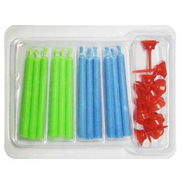 Angel Flames Birthday Candles with Cold Color Flames Happy Birthday Candles for Boys (Blue and Green Flames, 12 per Box, Holders Included)