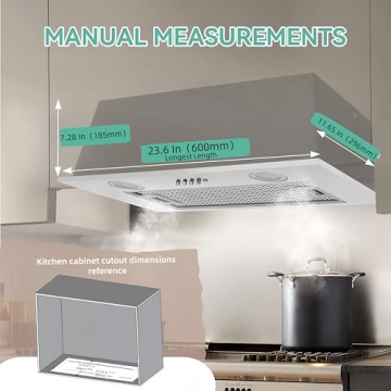 400CFM Range Hood Insert 23.6 inch |Build-In/Insert Stainless Steel Kitchen Vent Hood |3-Speed Contr...