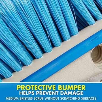 STAR BRITE Premium Medium Wash 8" Brush Head W/Bumper - Dual Connections Fit Either Standard 3/4" Threaded Poles or Extend-A-Brush Handles (Medium) (Blue) (040162)