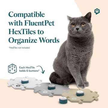 FluentPet Basic Buttons Expansion 4-Pack | Talking Buttons for Communication with Batteries Included | Recordable and Easy-to-Press for Dogs/Cats | Compact Design | HexTiles Required (Sold Separately)
