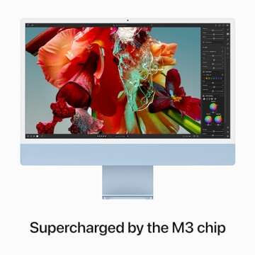 Apple 2023 iMac All-in-One Desktop Computer with M3 chip: 8-core CPU, 8-core GPU, 24-inch Retina Display, 8GB Unified Memory, 256GB SSD Storage, Matching Accessories. Works with iPhone/iPad; Blue