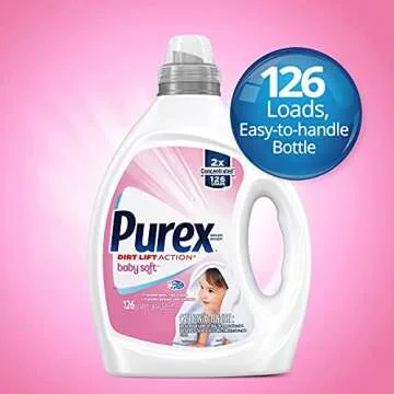 Purex Liquid Baby Laundry Detergent, Baby Soft Scent, 2X Concentrated, 126 Loads