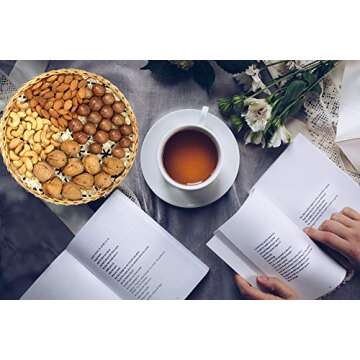 Decorative Wall Baskets Set of 3 Natural Handmade Shallow Bamboo Tray, Versatile Use for Home Decoration Breakfast, Drinks, Snack, Coffee Table, Decor Fruit Basket, Serving Wicker (Black/Natural)