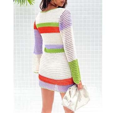 KMBANGI Crochet Knit Dress - Stylish Swim Cover Up Sundress