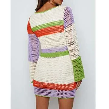 KMBANGI Crochet Knit Dress - Stylish Swim Cover Up Sundress