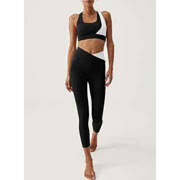 Herseas Women Black 2 Piece Workout Outfits Crop Top Sports Bra Seamless Leggings Yoga Gym Activewea...