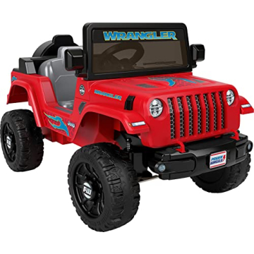 Power Wheels Jeep Wrangler Ride-On Toy with Driving Sounds and Multi-Terrain Traction for Kids 2-6