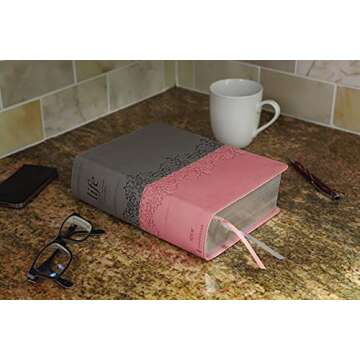 NIV, Life Application Study Bible, Third Edition, Large Print, Leathersoft, Gray/Pink, Red Letter