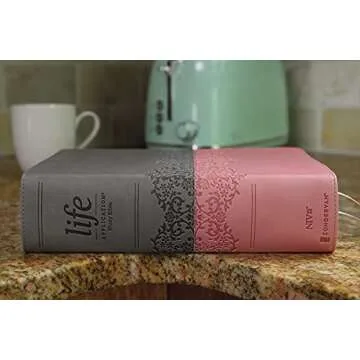 NIV Life Application Study Bible Large Print, Gray/Pink