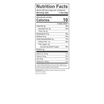 Navitas Organics Elderberry Powder, 3oz Bag, 28 Servings — Organic, Non-GMO, 100% Whole Elderberry Powder for Immune Support