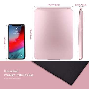 FITNATE LED Lighted Vanity Mirror with Magnetic 3X Magnifier, Touch Screen, Rechargeable Battery, Rose Gold