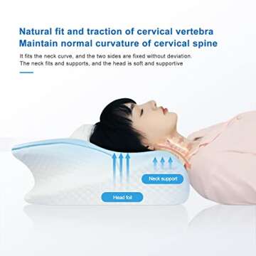Dosage Contoured Orthopedic Pillow Neck Pillows for Pain Relief Sleeping,Cervical Memory Foam Pillow,Ergonomic Orthopedic Sleeping Neck Support Pillow for Side Sleepers Backand Stomach (White)