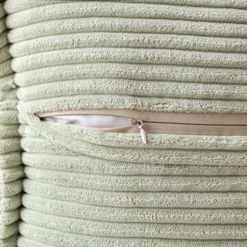 MIULEE Light Green Corduroy Pillow Covers 18x18 Inch