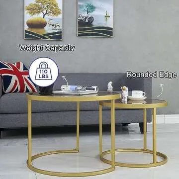 Gold Glass Nesting Coffee Table Set for Modern Living