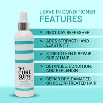 The Curl Suite Leave-In Conditioner for Curly Haired Women & Men - Hydrating Conditioner Spray to Protect & Style Curls - Leave-In Conditioner for Dry Damaged Hair - 8 Oz.
