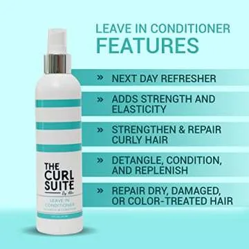 The Curl Suite Leave-In Conditioner for Curly Haired Women & Men - Hydrating Conditioner Spray to Protect & Style Curls - Leave-In Conditioner for Dry Damaged Hair - 8 Oz.