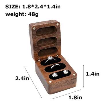 Wood Ring Box for 3 Rings Wedding Ceremony - Engraved Wooden Ring Bearer Box Wedding Accessories, Ring Boxes for Wedding Ceremony, Rustic Keepsake Engagement Wedding Ring Holder Gift