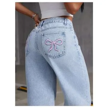 Floerns Women's Bowknot Embroidery Jeans - Y2K Style
