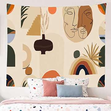 WGFAKJMO Bohemia Abstract Tapestry Modern Minimalist Tapestry Wall Hanging Vintage Sun Tapestry Bohe...