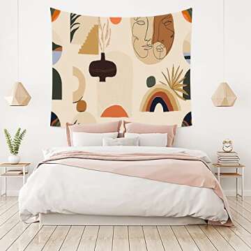 WGFAKJMO Bohemia Abstract Tapestry Modern Minimalist Tapestry Wall Hanging Vintage Sun Tapestry Bohemian Hippie Line Art Tapestries Aesthetic Bedroom Living Room Decor (51''x 59'')