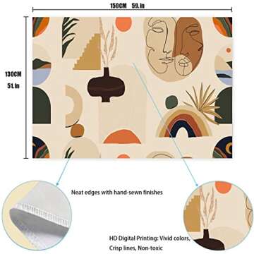 WGFAKJMO Bohemia Abstract Tapestry Modern Minimalist Tapestry Wall Hanging Vintage Sun Tapestry Bohemian Hippie Line Art Tapestries Aesthetic Bedroom Living Room Decor (51''x 59'')