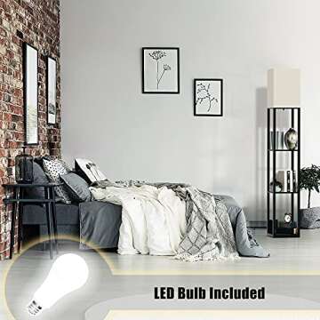 PESRAE Floor Lamp with Shelves by Solid Wood, Modern Shelf Floor Lamp with 3 Color Temperature, Linen Lampshade and Storage Shelves for Living Room, Bedroom, Bulb Included, Brown