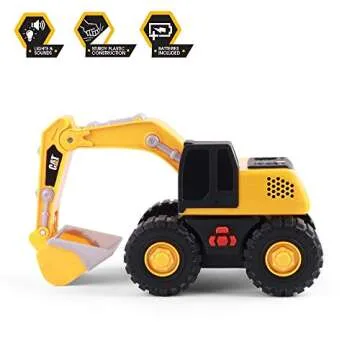 CAT Construction Toys, Tough Machines Toy Excavator, 10" w/Realistic Lights & Sounds, Rumbling Action, Movable Parts & Sturdy Plastic Construction