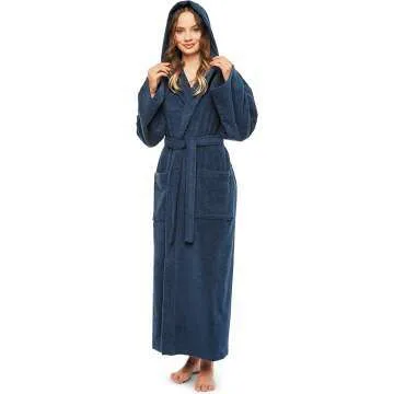Arus Women's Hooded Classic Bathrobe - Turkish Cotton