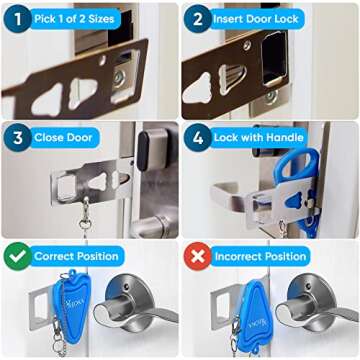 Reoka Portable Door Lock Door Lock Security, Door Locks for Bedrooms, Travel Lock, Hotel Door Locks for Travelers, Bedroom Home Apartment Stopper Doors Safety Lock, Door Latch Security Room (Blue)