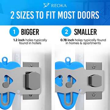 Reoka Portable Door Lock Door Lock Security, Door Locks for Bedrooms, Travel Lock, Hotel Door Locks for Travelers, Bedroom Home Apartment Stopper Doors Safety Lock, Door Latch Security Room (Blue)