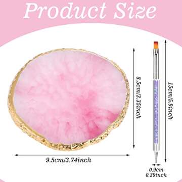 6 Pcs in 1 Set Resin Nail Art Palette with 5 Nail Brushes, Nail Tech Supplies Tools Nail Polish Mixing Palette Double-Ended Dotting Pen for Nail Art