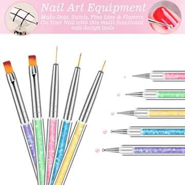6 Pcs Nail Art Set with Palette & Brushes for Creativity