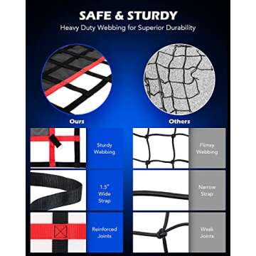 Orion Motor Tech Heavy Duty Cargo Net for Pickup Truck Bed, 6'x4.8' Truck Bed Net for SUV ATV Oil Rig Cargo Rack, Truck Bed Cargo Net Truck Organizer with S-Hook Straps Tie Down Strap Bungee Cord