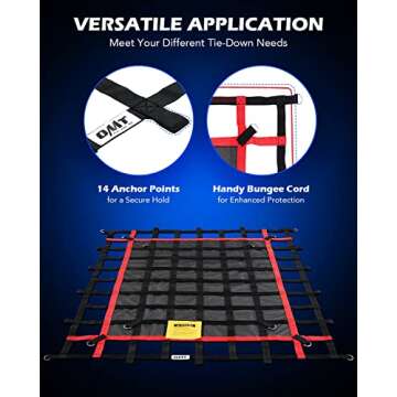 Orion Motor Tech Heavy Duty Cargo Net for Pickup Truck Bed, 6'x4.8' Truck Bed Net for SUV ATV Oil Rig Cargo Rack, Truck Bed Cargo Net Truck Organizer with S-Hook Straps Tie Down Strap Bungee Cord