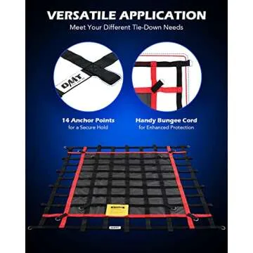 Orion Motor Tech Heavy Duty Cargo Net for Pickup Truck Bed, 6'x4.8' Truck Bed Net for SUV ATV Oil Rig Cargo Rack, Truck Bed Cargo Net Truck Organizer with S-Hook Straps Tie Down Strap Bungee Cord