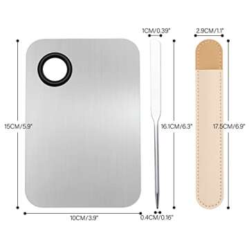 GCQQ Stainless Steel Cosmetic Makeup Palette, Foundation Mixing Palette and Spatula kit, Professional Cosmetic Makeup Palette for Foundation Shadow, Nail Pigment, Makeup Palette for Salon and Travel