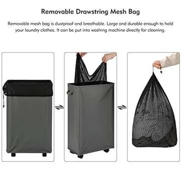 Lifesela X-Large Rolling Laundry Hamper for Easy Organization