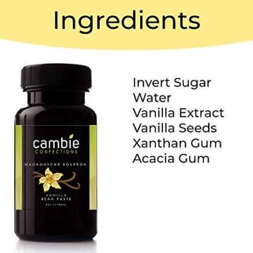 Madagascar Bourbon Vanilla Bean Paste | Cambie Confections All Natural Madagascar Vanilla Paste | For Bakers and Chefs | All Natural, Gluten Free, 4 oz