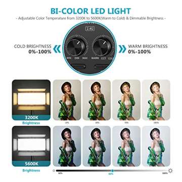 NEEWER 1904 LED Video Light - Dimmable Bi-Color Remote Control Light
